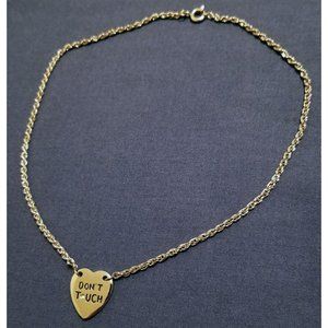 Vintage Don't Touch heart shaped pendant short collar choker chain necklace